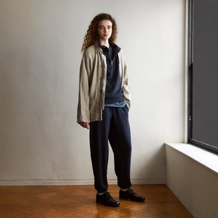 Linen 全亚麻粗呢皮领口袋工装 Duffel 26SS 夹克 Jacket HERILL