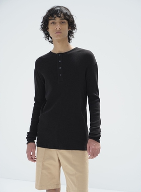 AURALEE ORGANIC SOFT HENLY NECK P/O 25SS 有机棉亨利领针织衫