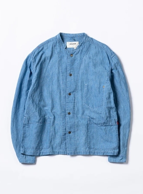 ANACHRONORM STAND COLLAR COVERALL SHIRTS24SS棉麻无领工装衬衫