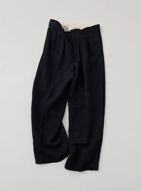 NICENESS D.SCHENKER Flying Trousers 25AW羊毛亚麻条纹休闲西裤