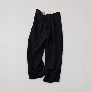 NICENESS D.SCHENKER Flying Trousers 25AW羊毛亚麻条纹休闲西裤