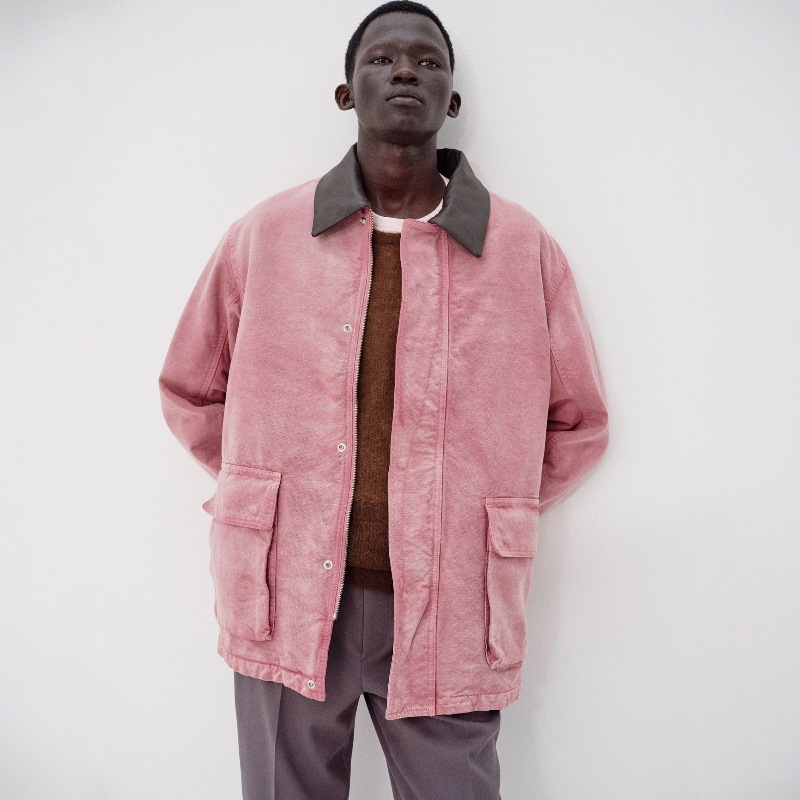 AURALEE件染帆布猎鸭皮领夹克