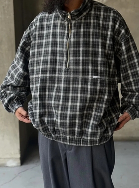 COOTIE AD Heavy Flannel Pullover25AW法兰绒重磅格纹半拉链卫衣