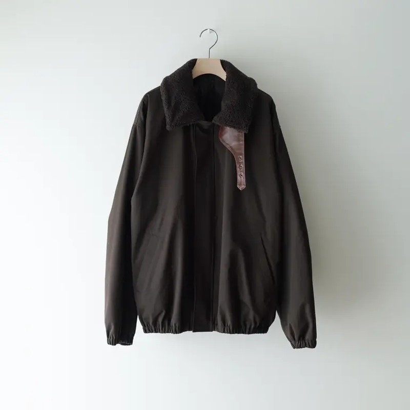 ssstein皮草领宽松绗缝棉服夹克