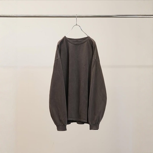 ANCELLM EMBROIDERY DYED LS 26SS 定番做旧刺绣染色宽松长袖T恤
