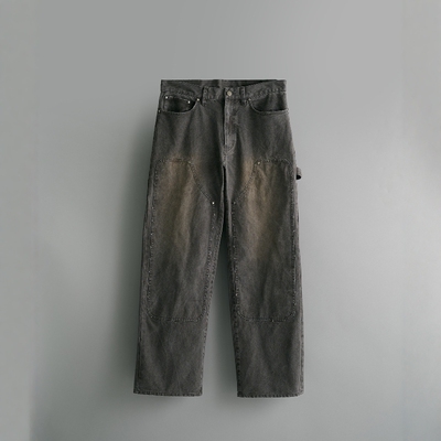 CONZ复古帆布宽松双膝工装裤