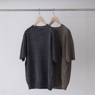 BATONER WASHED COUNT LINEN CREW NECK 26SS 水洗亚麻短袖针织衫