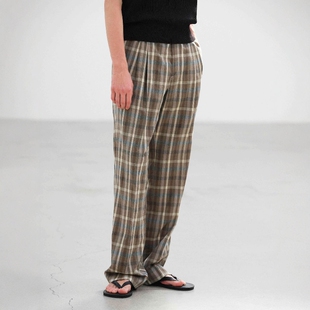 AURALEE WOOL CHECK TWO-TUCK SLACKS 26SS 羊毛格纹双褶休闲西裤