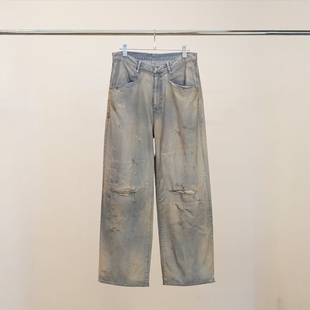 AGING 10oz type ANCELLM 26SS做旧破坏褪色宽松轻量牛仔裤