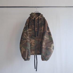 ANCELLM CAMO HOODIE JACKET24AW军事风迷彩短款抽绳工装连帽夹克