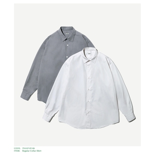 A.PRESSE Regular Collar Shirt 25AW 棉丝混纺纯色宽松长袖衬衫