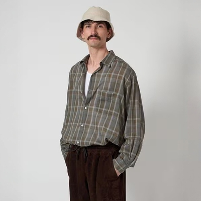 StevenAlan轻薄格纹长袖衬衫