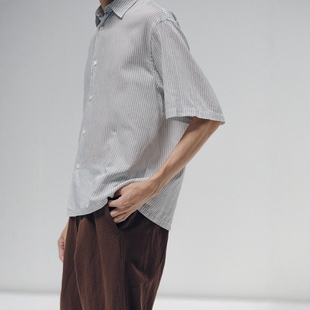 KAPTAIN SUNSHINE Plain SS Shirt 25SS 有机棉条纹宽松短袖衬衫