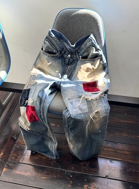 ANCELLM×Laid back STRAIGHT 5P DENIM PANTS25AW补丁破坏牛仔裤