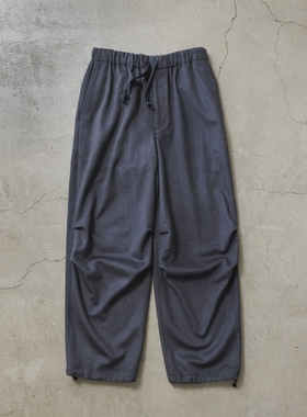 marka Beaver Knee Tuck Pants 25AW 羊毛真丝海狸毛膝褶休闲长裤