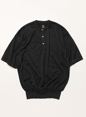 BATONER Choma Henry Neck S/S 25SS 苎麻亨利领轻薄针织短袖T恤
