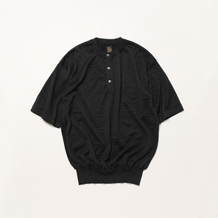 BATONER Choma Henry Neck S/S 25SS 苎麻亨利领轻薄针织短袖T恤