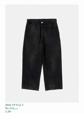 APRESSE Black denim work pants 26SS 复古黑色染色工装牛仔裤