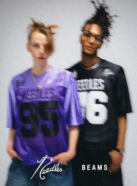 NEEDLES × BEAMS FOOTBALL T-SHIRT25SS联名透气刺绣足球短袖T恤