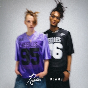 NEEDLES × BEAMS FOOTBALL T-SHIRT25SS联名透气刺绣足球短袖T恤