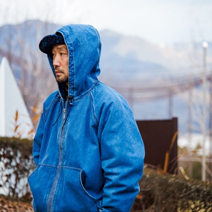TNF PLAS Indigo Field Parka 26SS北面紫标蓝染拉链连帽工装夹克