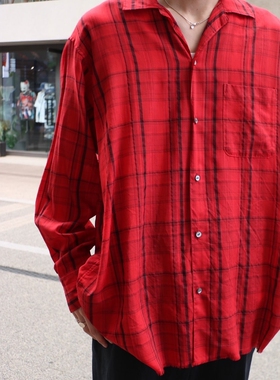 MAATEE&SONS Fringe HWOOL CHECK 26SS 轻量羊毛格纹开襟长袖衬衫