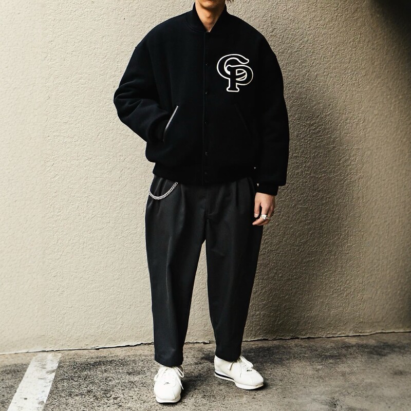 COOTIE宽松斜纹双褶锥形九分裤