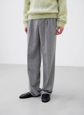 AURALEE CASHMERE MOLESKIN SLACKS 25AW 鼹鼠皮羊绒双褶休闲西裤