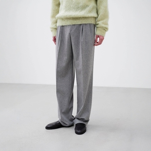 AURALEE CASHMERE MOLESKIN SLACKS 25AW 鼹鼠皮羊绒双褶休闲西裤