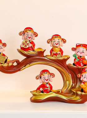 新款财神爷摆件招财进宝喜庆用品办公室摆件客厅装饰品家居装饰品