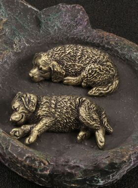 跨境小金毛狗狗黄铜摆件黄金猎犬寻回犬创意狗摆设装饰仿古工艺品