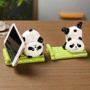 可爱熊猫手机支架摆件周边文创2026新款创意办公桌面装饰品送老外
