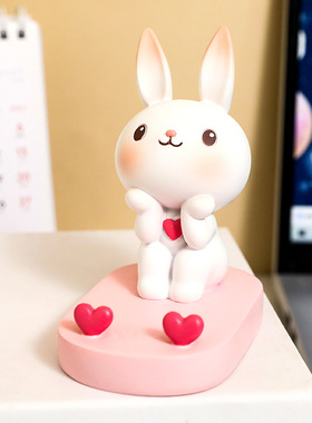 创意卡通兔子摆件可爱手机支架懒人办公室桌面手机架礼物平板支架