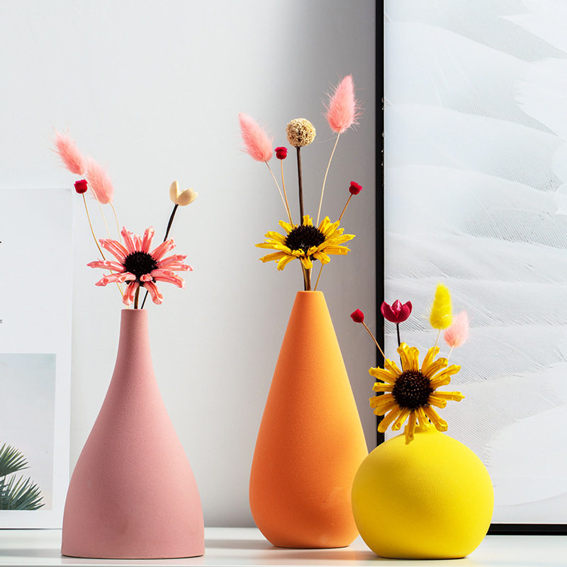 北欧小花瓶桌面客厅电视柜插花干花摆件家居手工陶瓷极简花艺,家居饰品,桌面摆件,淘宝优惠券,粉丝福利购,淘宝优惠卷