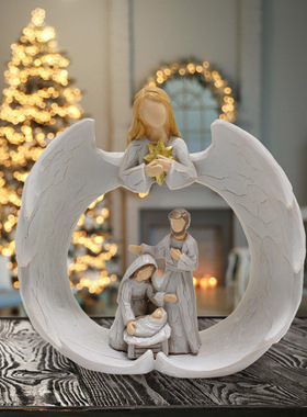 创意天使一家人雕塑摆件家居客厅酒柜书柜梳妆台桌面装饰工艺品