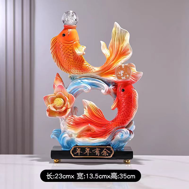 年年有鱼招财摆件创意新中式工艺品树脂客厅玄关酒柜装饰品桌面
