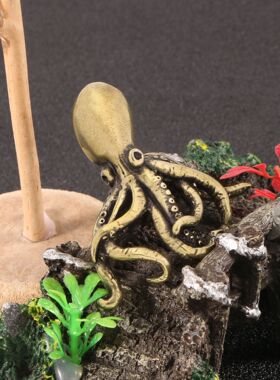 仿古董做旧八爪鱼章鱼黄铜摆件海洋生物模型摆设金属工艺品收藏品