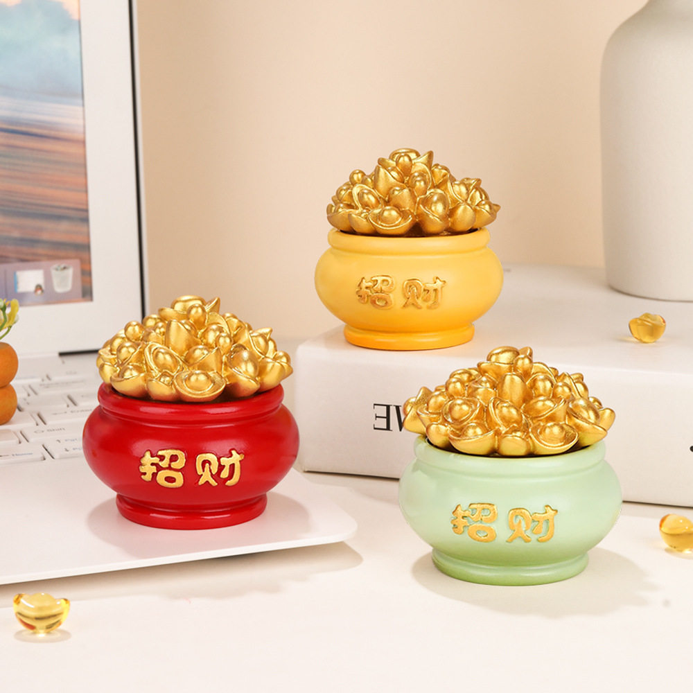 聚宝盆树脂工艺品创意摆件家居桌面装饰品文创产品车载香薰摆件