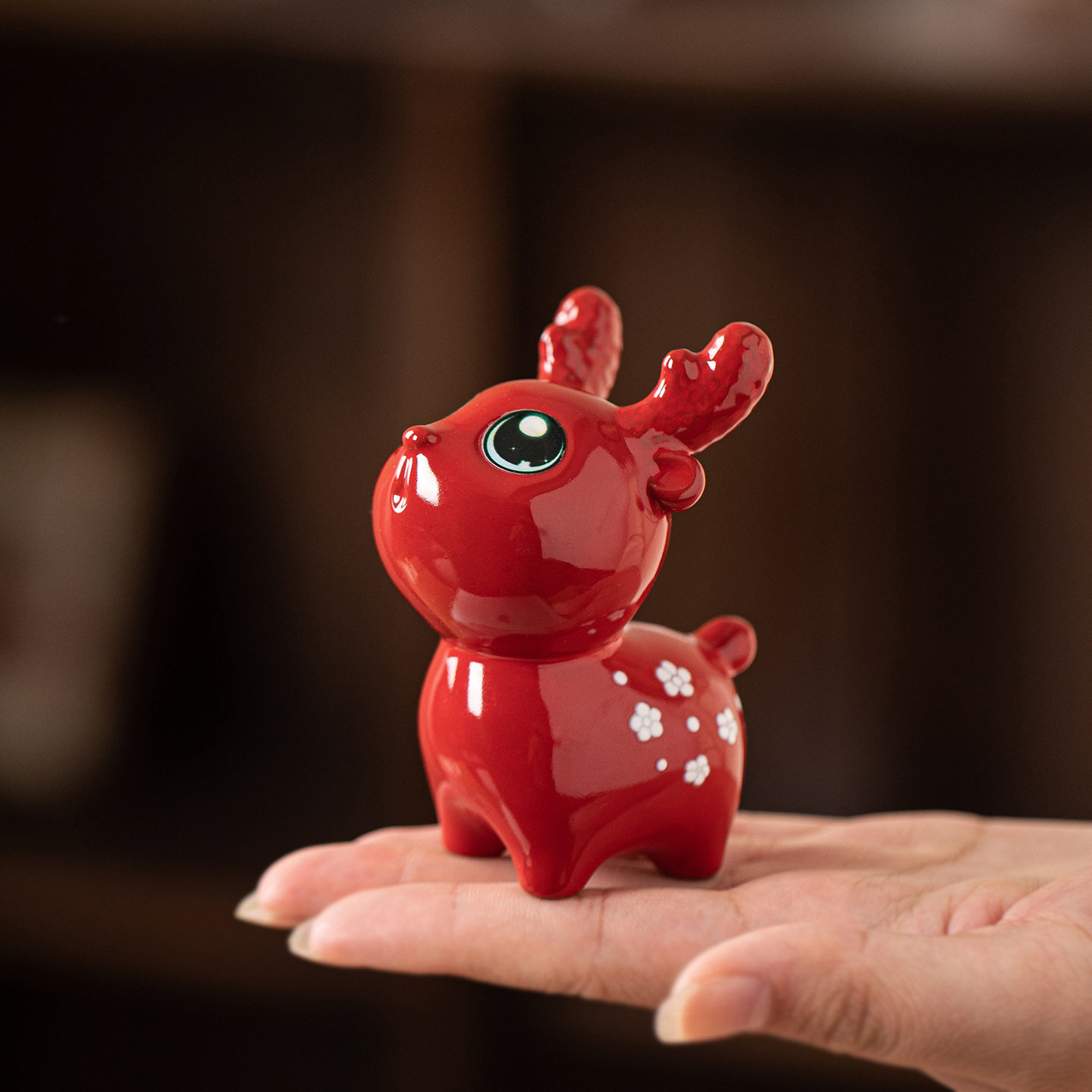 梅花鹿小摆件家居装饰品创意陶瓷可爱卡通动物办公室摆设生日礼物