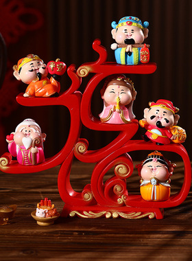 五路财神小神仙摆件家用客厅玄关办公室工位装饰前台乔迁新居礼物