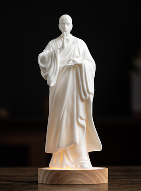 创意白瓷小和尚摆件中式禅意人物小僧居家客厅书房办公室桌面摆设