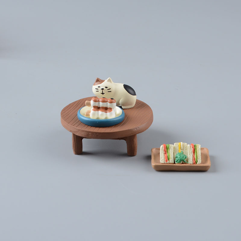 zakka杂货迷你猫咪微摆件仿真食物串串道具家居树脂工艺品