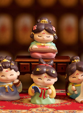 国潮古风汉服大唐仕女小摆件西安文创纪念品洛阳特产旅游可爱礼物