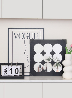 入户玄关柜简约装饰画摆件客厅酒柜桌面日历艺术画花瓶家居装饰品