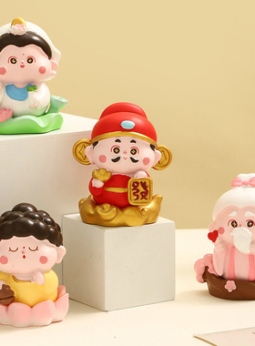 财神爷小摆件办公室工位桌面装饰品创意车载欢喜神仙新年招财礼物