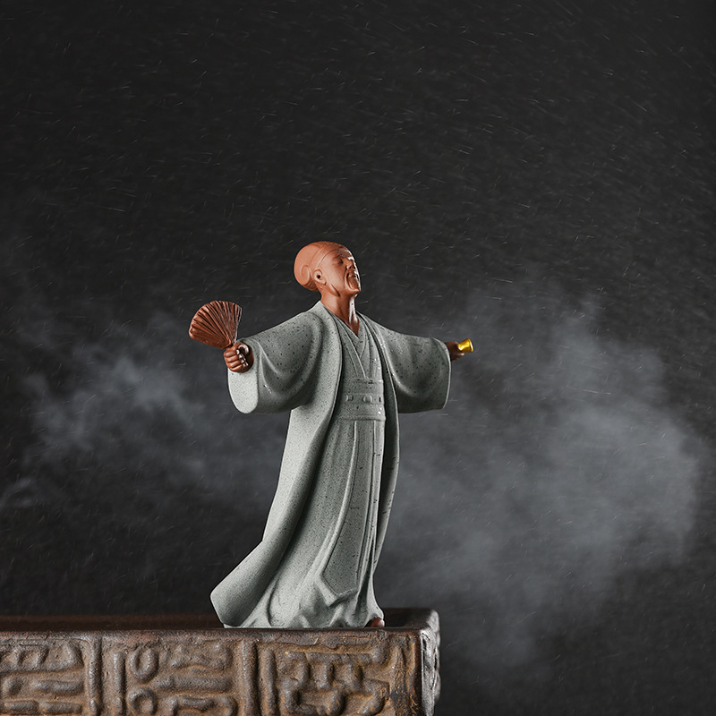 中式家居历史人物诸葛亮孔明摆件陶瓷呼风唤雨禅意客厅玄关装饰品