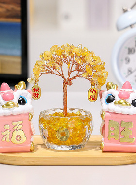 国潮舞狮小摆件办公室桌面Q版迷你醒狮手办装饰新年春节送礼好物