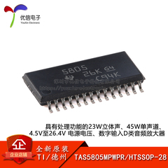 原装TAS5805MPWPR HTSSOP-28 具有处理功能的23W立体声音频放大器