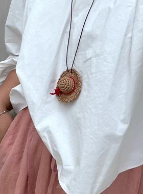 可爱小草帽项链独特创意小众时尚
