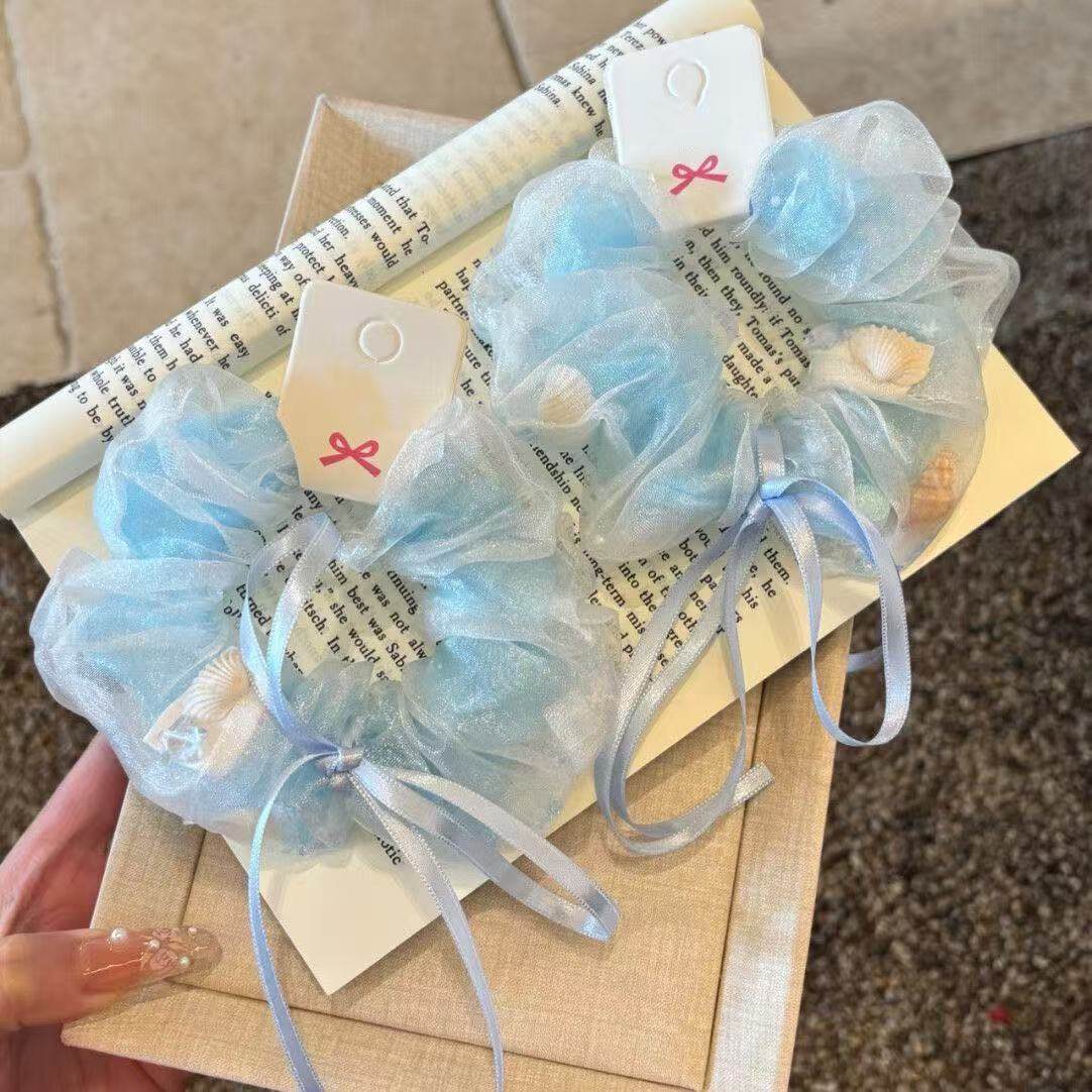 超仙蓝色细闪网纱海星贝壳大肠发圈甜美小清新ins风发圈,饰品/流行首饰/时尚饰品新,发饰,淘宝优惠券,粉丝福利购,淘宝优惠卷